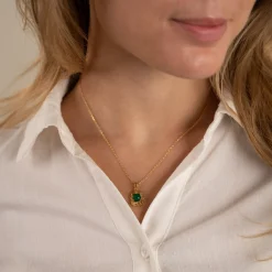 OPHELIA GREEN AGATE GOLDEN PENDANT - Sisi Copenhagen