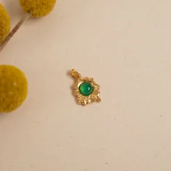 OPHELIA GREEN AGATE GOLDEN PENDANT - Sisi Copenhagen