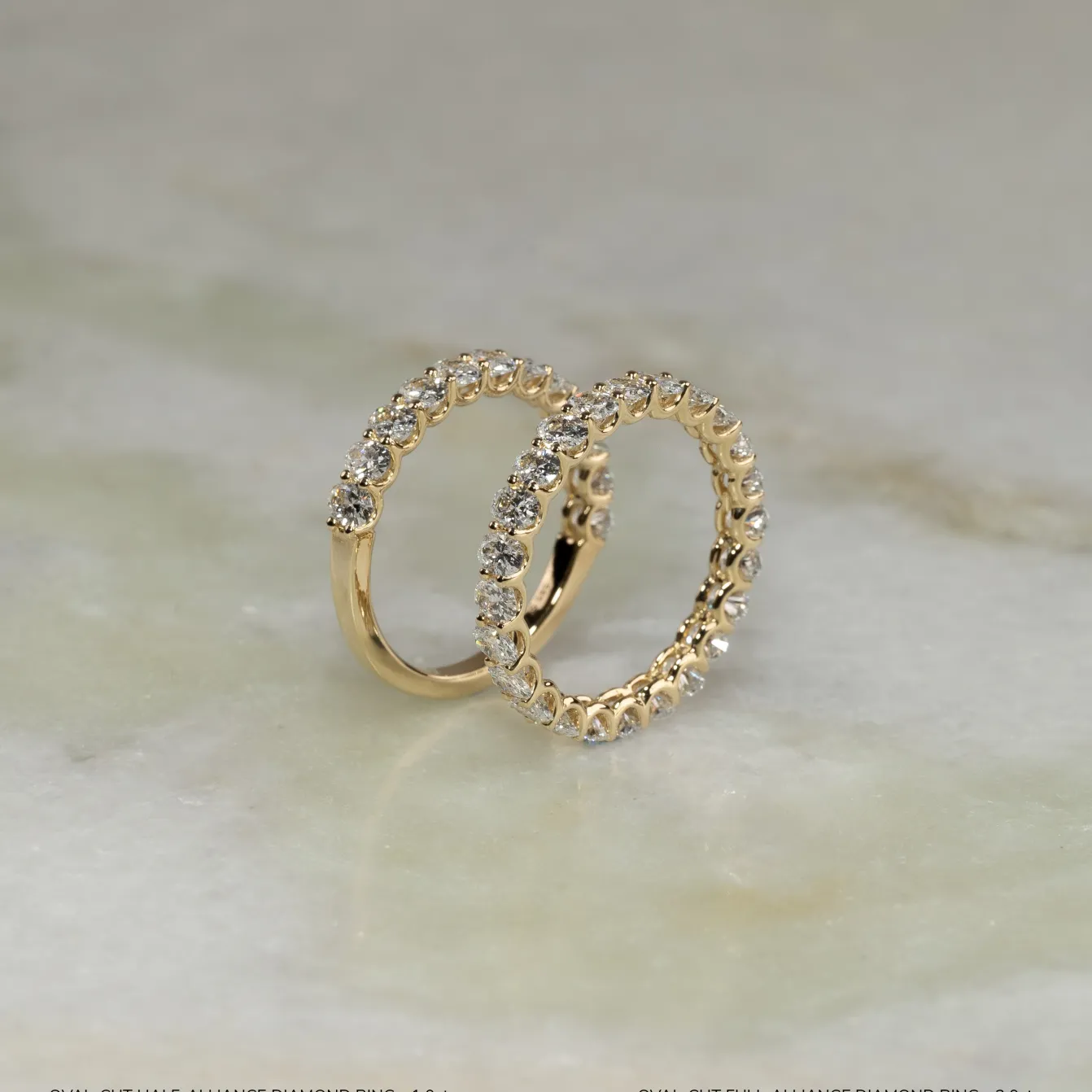 OVAL-CUT HALF-ALLIANCE DIAMOND RING - 1.0ct - YG