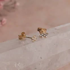PARIS CRYSTAL SOLID GOLD STUD EARRING - Sisi Copenhagen