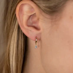 PAULA BLUE TOPAZ SOLID GOLD EARRING