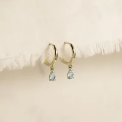 PAULA BLUE TOPAZ SOLID GOLD EARRING