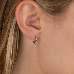 PAULA BLUE TOPAZ SOLID GOLD EARRING