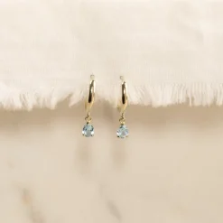 PAULA BLUE TOPAZ SOLID GOLD EARRING