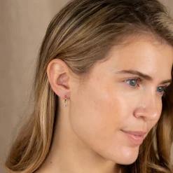 PAULA BLUE TOPAZ SOLID GOLD EARRING