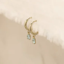 PAULA BLUE TOPAZ SOLID GOLD EARRING