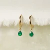 PAULA GREEN AGATE SOLID GOLD EARRING