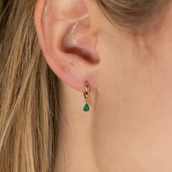 PAULA GREEN AGATE SOLID GOLD EARRING
