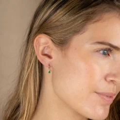 PAULA GREEN AGATE SOLID GOLD EARRING