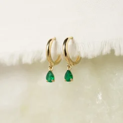 PAULA GREEN AGATE SOLID GOLD EARRING
