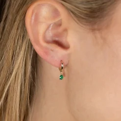 PAULA GREEN AGATE SOLID GOLD EARRING