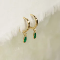 PAULA GREEN AGATE SOLID GOLD EARRING
