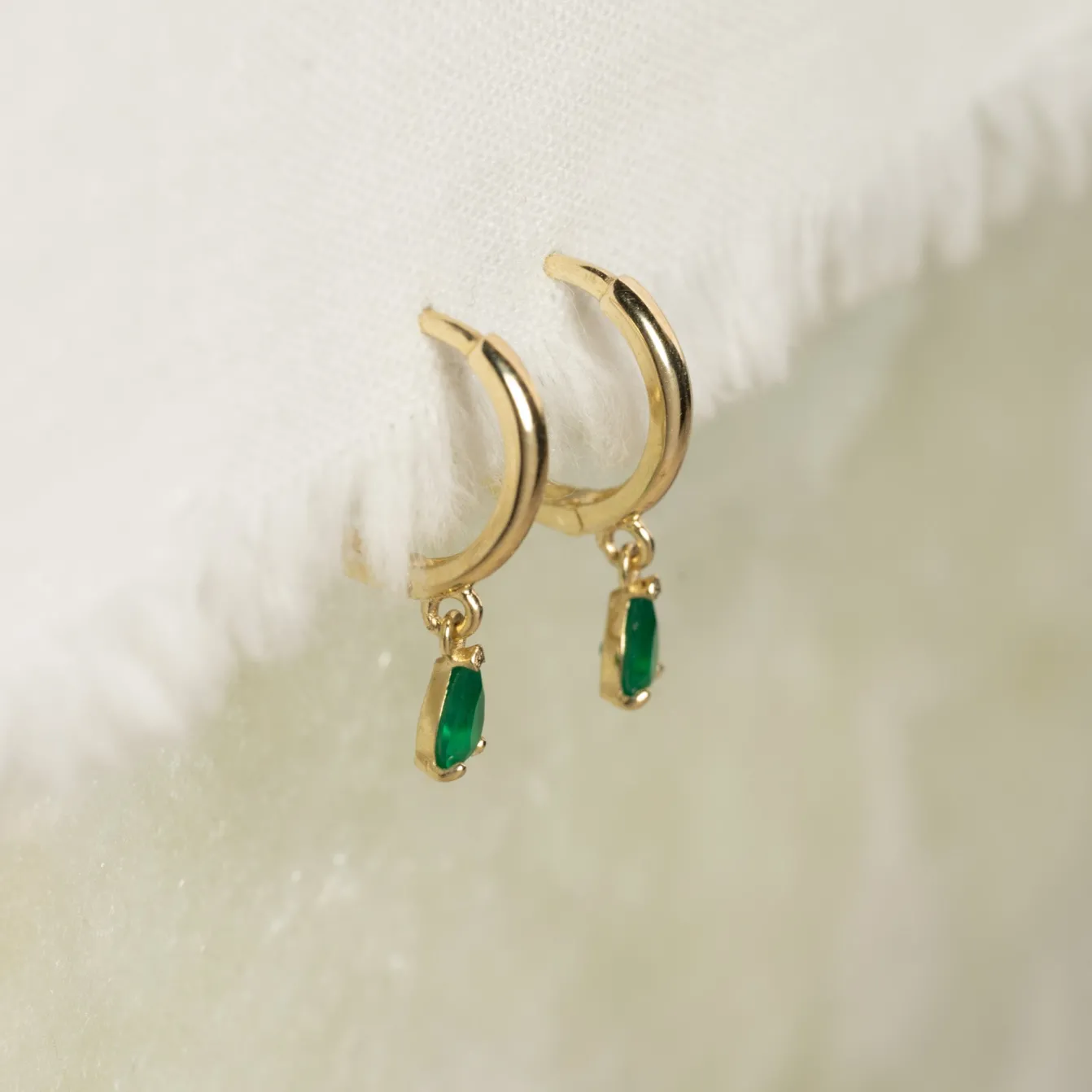 PAULA GREEN AGATE SOLID GOLD EARRING