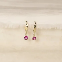 PAULA PINK TOPAZ SOLID GOLD EARRING