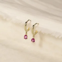 PAULA PINK TOPAZ SOLID GOLD EARRING