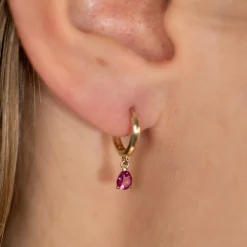 PAULA PINK TOPAZ SOLID GOLD EARRING