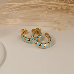 PENELOPE BLUE GOLDEN CREOL EARRING