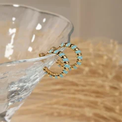 PENELOPE BLUE GOLDEN CREOL EARRING