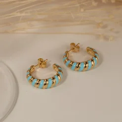 PENELOPE BLUE GOLDEN CREOL EARRING