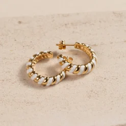 PENELOPE WHITE GOLDEN CREOL EARRING - Sisi Copenhagen