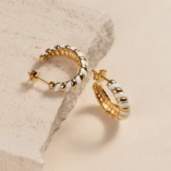 PENELOPE WHITE GOLDEN CREOL EARRING - Sisi Copenhagen