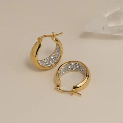 PETRA CRYSTAL GOLDEN CREOL EARRING