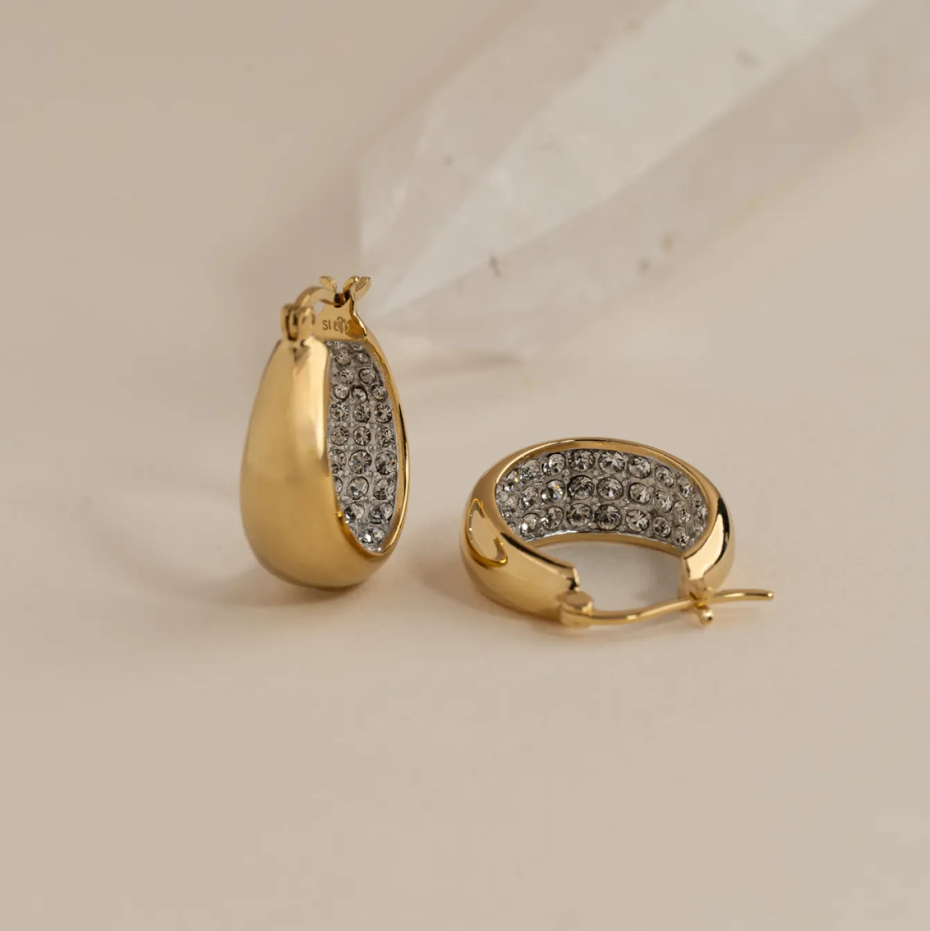 PETRA CRYSTAL GOLDEN CREOL EARRING