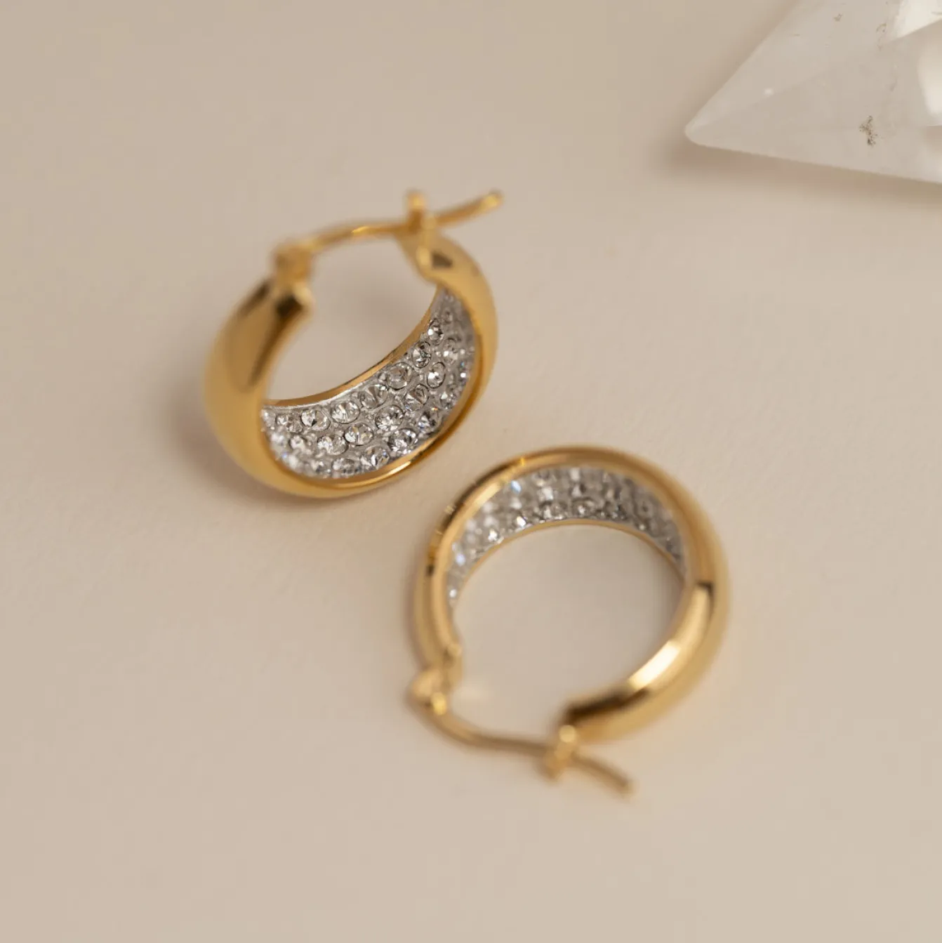 PETRA CRYSTAL GOLDEN CREOL EARRING