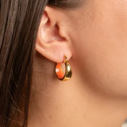 PETRA ORANGE GOLDEN CREOL EARRING - Sisi Copenhagen