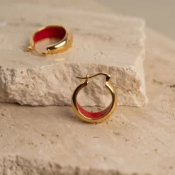 PETRA RED GOLDEN CREOL EARRING - Sisi Copenhagen