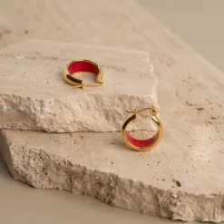 PETRA RED GOLDEN CREOL EARRING - Sisi Copenhagen