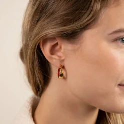 PETRA RED GOLDEN CREOL EARRING - Sisi Copenhagen