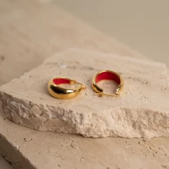 PETRA RED GOLDEN CREOL EARRING - Sisi Copenhagen