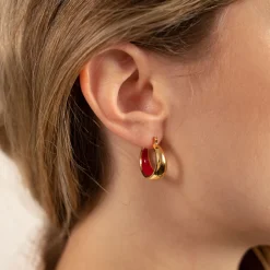 PETRA RED GOLDEN CREOL EARRING - Sisi Copenhagen