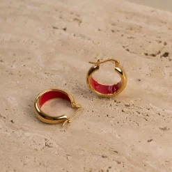 PETRA RED GOLDEN CREOL EARRING - Sisi Copenhagen