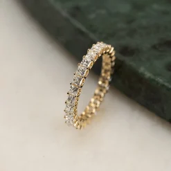 PRINCESS-CUT FULL-ALLIANCE DIAMOND RING - 2.0ct - YG