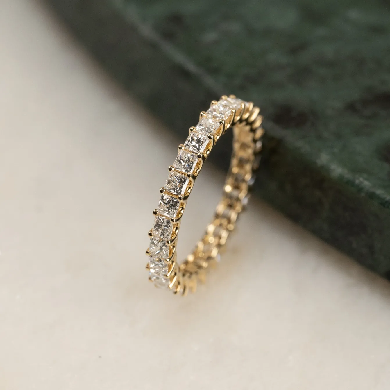 PRINCESS-CUT FULL-ALLIANCE DIAMOND RING - 2.0ct - YG