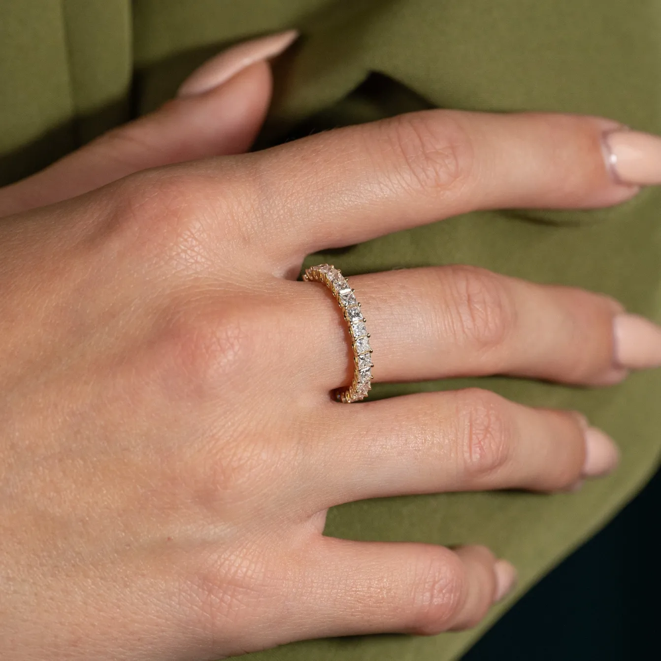 PRINCESS-CUT FULL-ALLIANCE DIAMOND RING - 2.0ct - YG