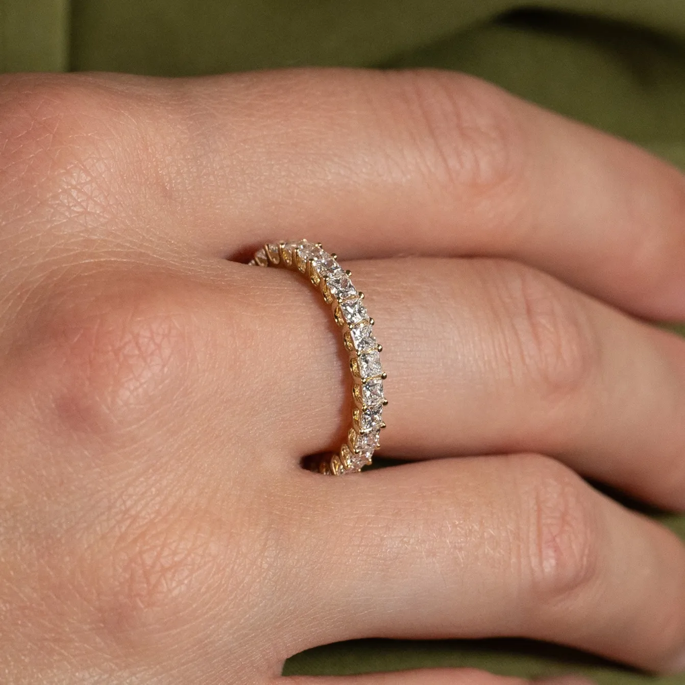 PRINCESS-CUT FULL-ALLIANCE DIAMOND RING - 2.0ct - YG