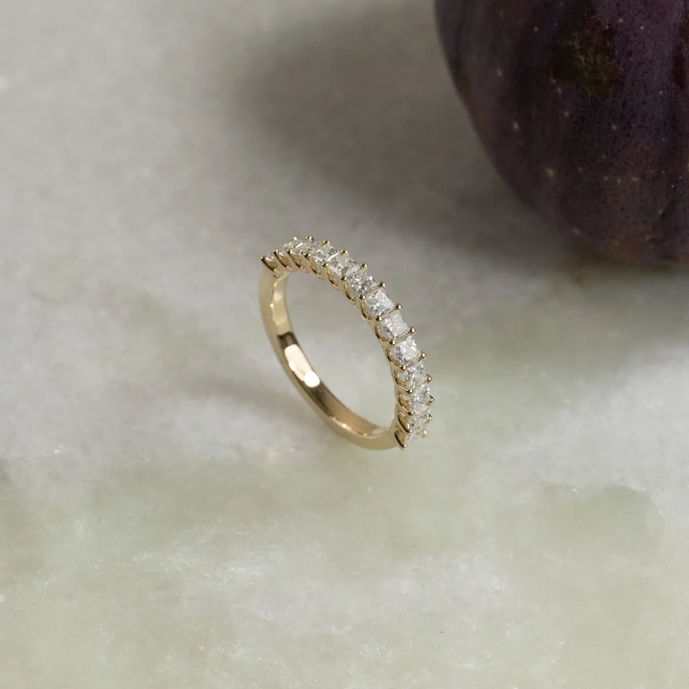 PRINCESS-CUT HALF-ALLIANCE DIAMOND RING - 1.0ct - YG