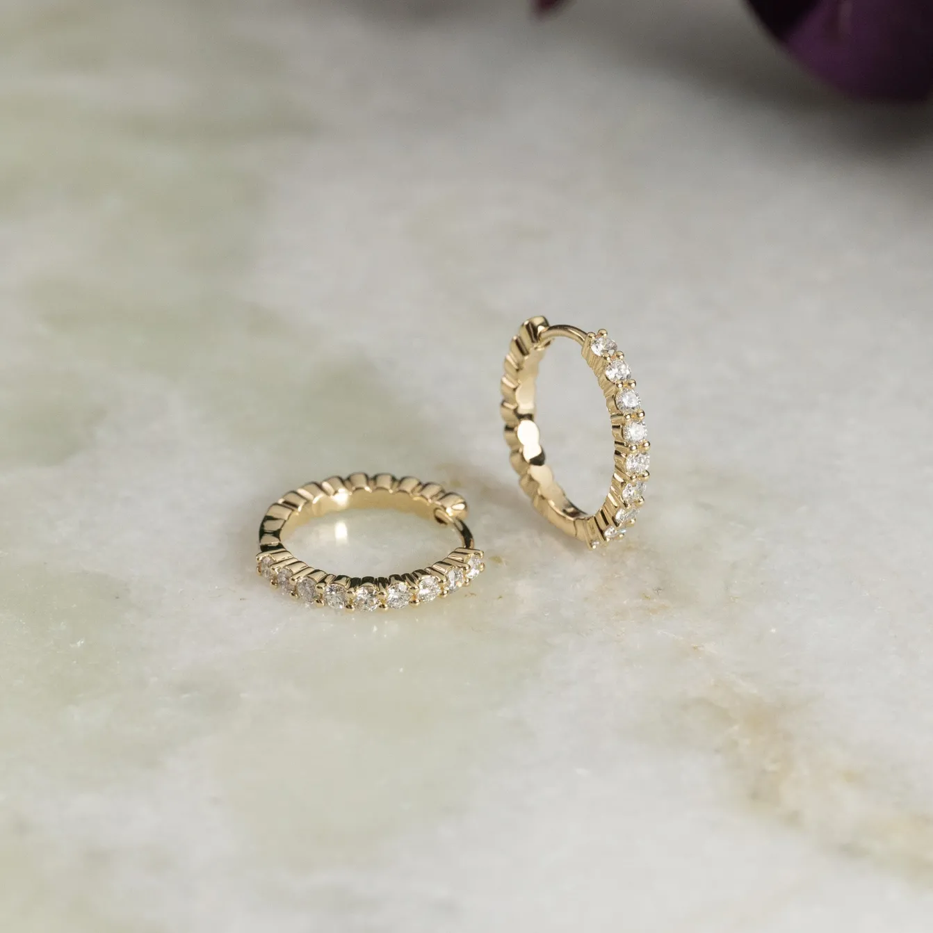 PRONG DIAMOND CREOL EARRING - 0.5ct - YG