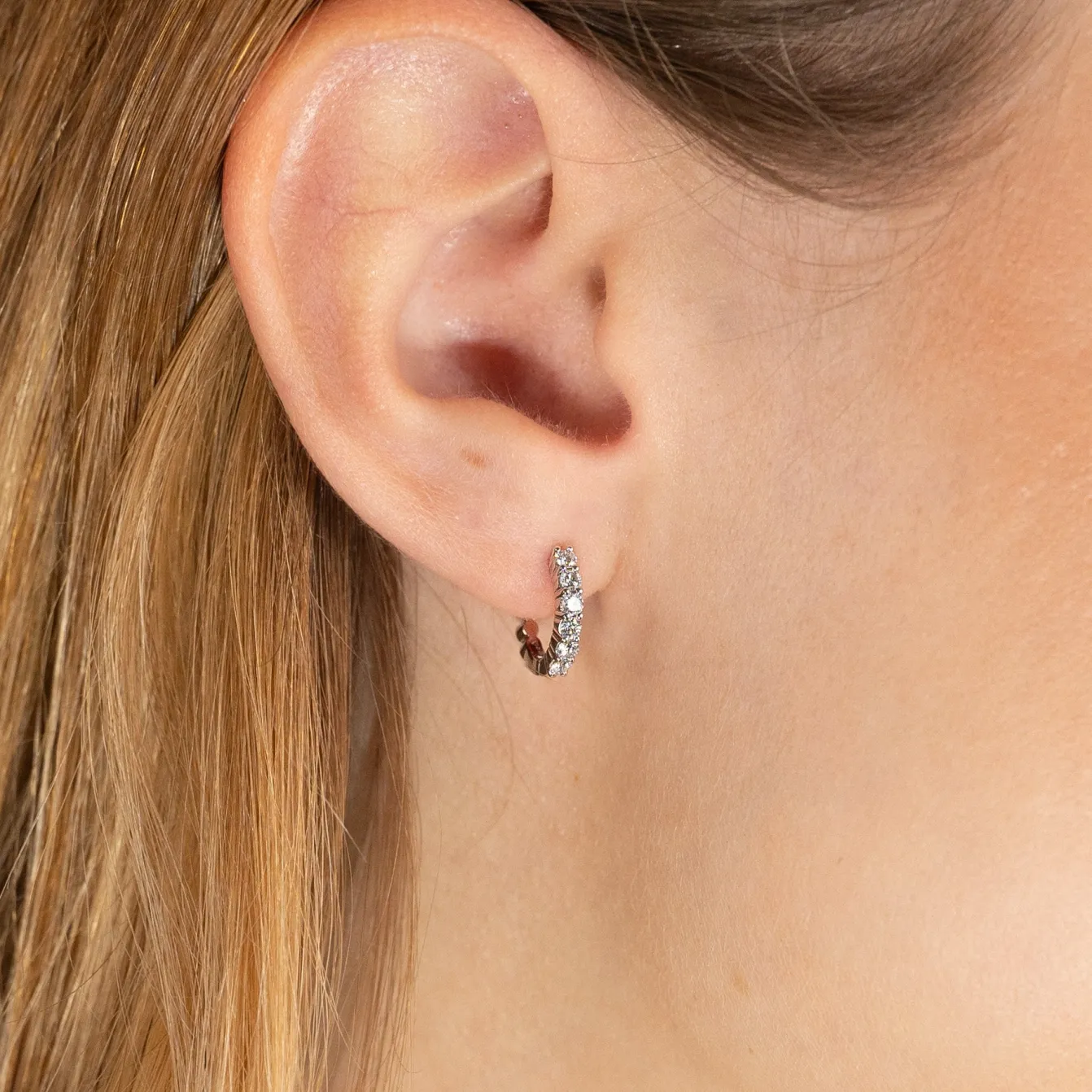 PRONG DIAMOND CREOL EARRING - 0.35ct - WG