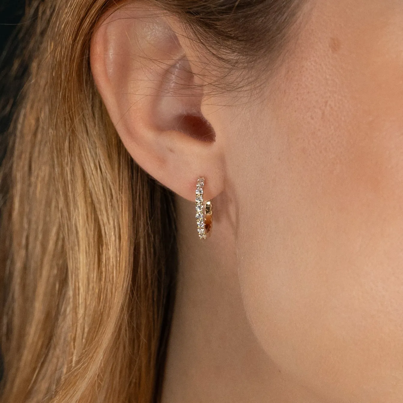 PRONG DIAMOND CREOL EARRING - 0.5ct - YG
