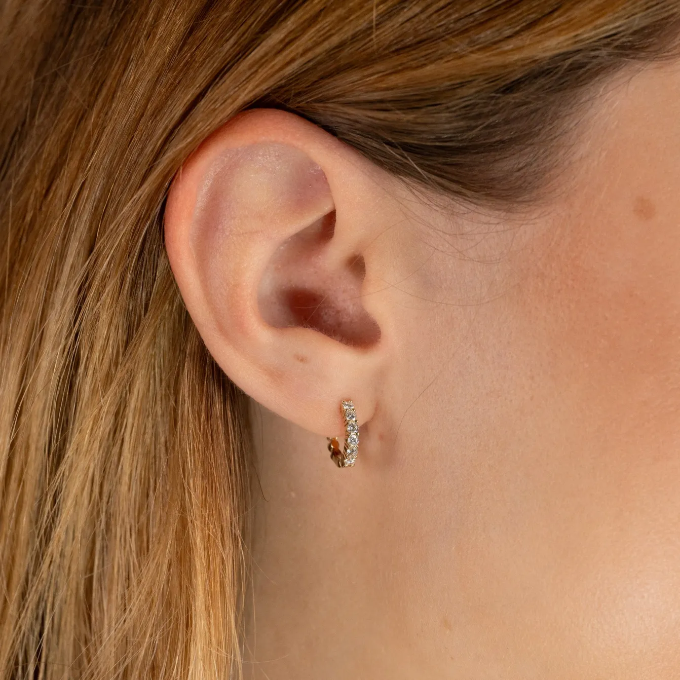 PRONG DIAMOND CREOL EARRING - 0.35ct - YG