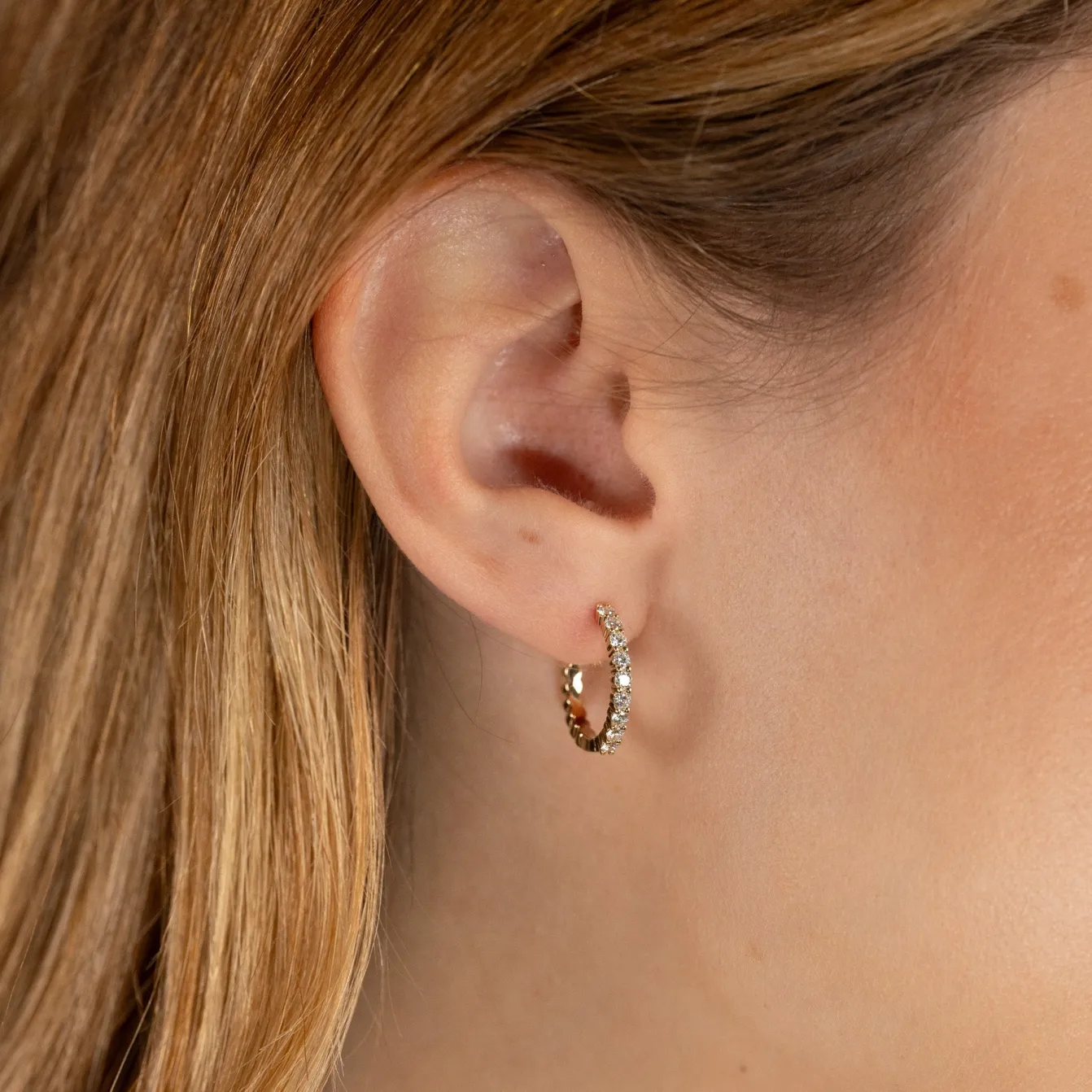PRONG DIAMOND CREOL EARRING - 0.5ct - YG