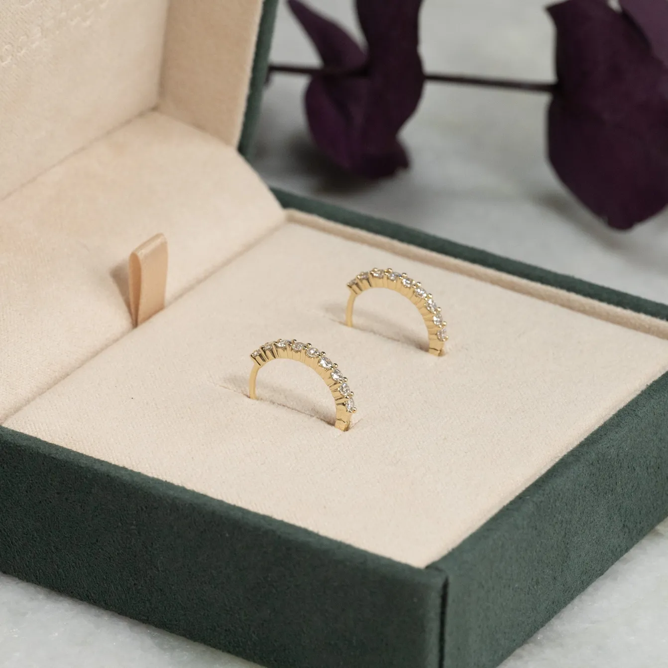 PRONG DIAMOND CREOL EARRING - 0.5ct - YG