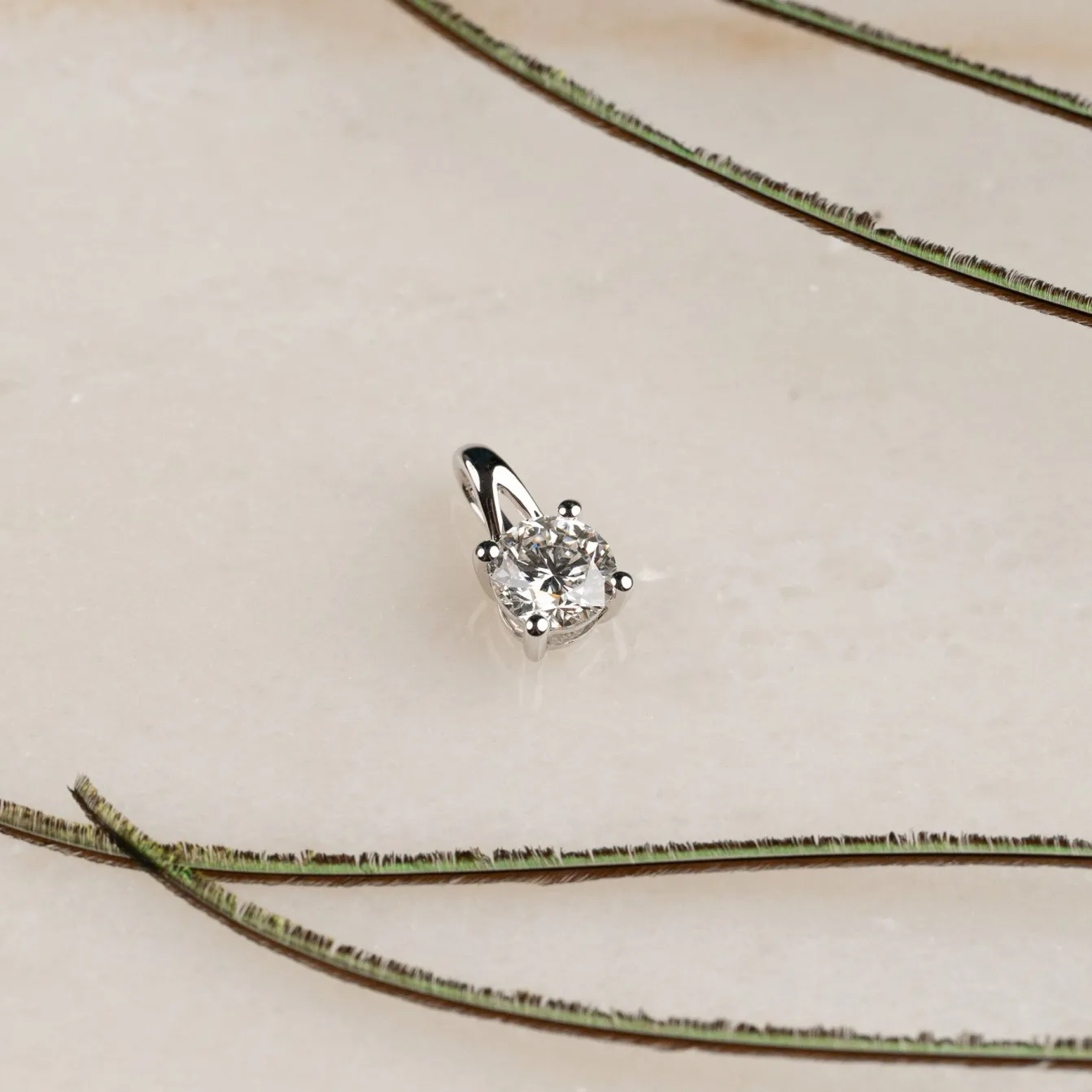 PRONG SOLITAIRE DIAMOND PENDANT - 0.75ct - WG