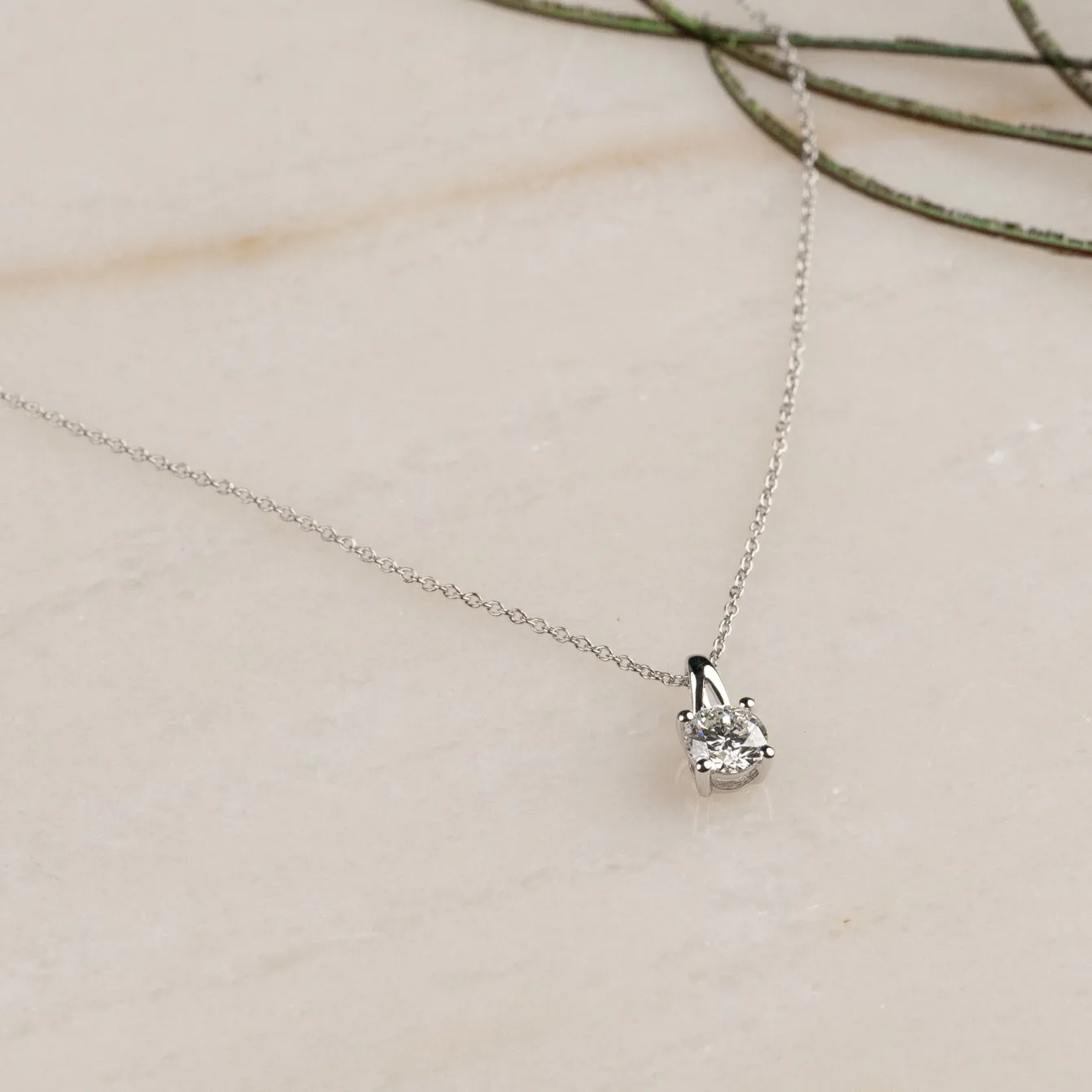 PRONG SOLITAIRE DIAMOND PENDANT - 0.75ct - WG