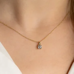 PRONG SOLITAIRE DIAMOND PENDANT - 0.5ct - YG
