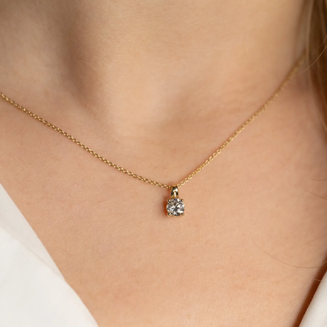 PRONG SOLITAIRE DIAMOND PENDANT - 0.5ct - YG